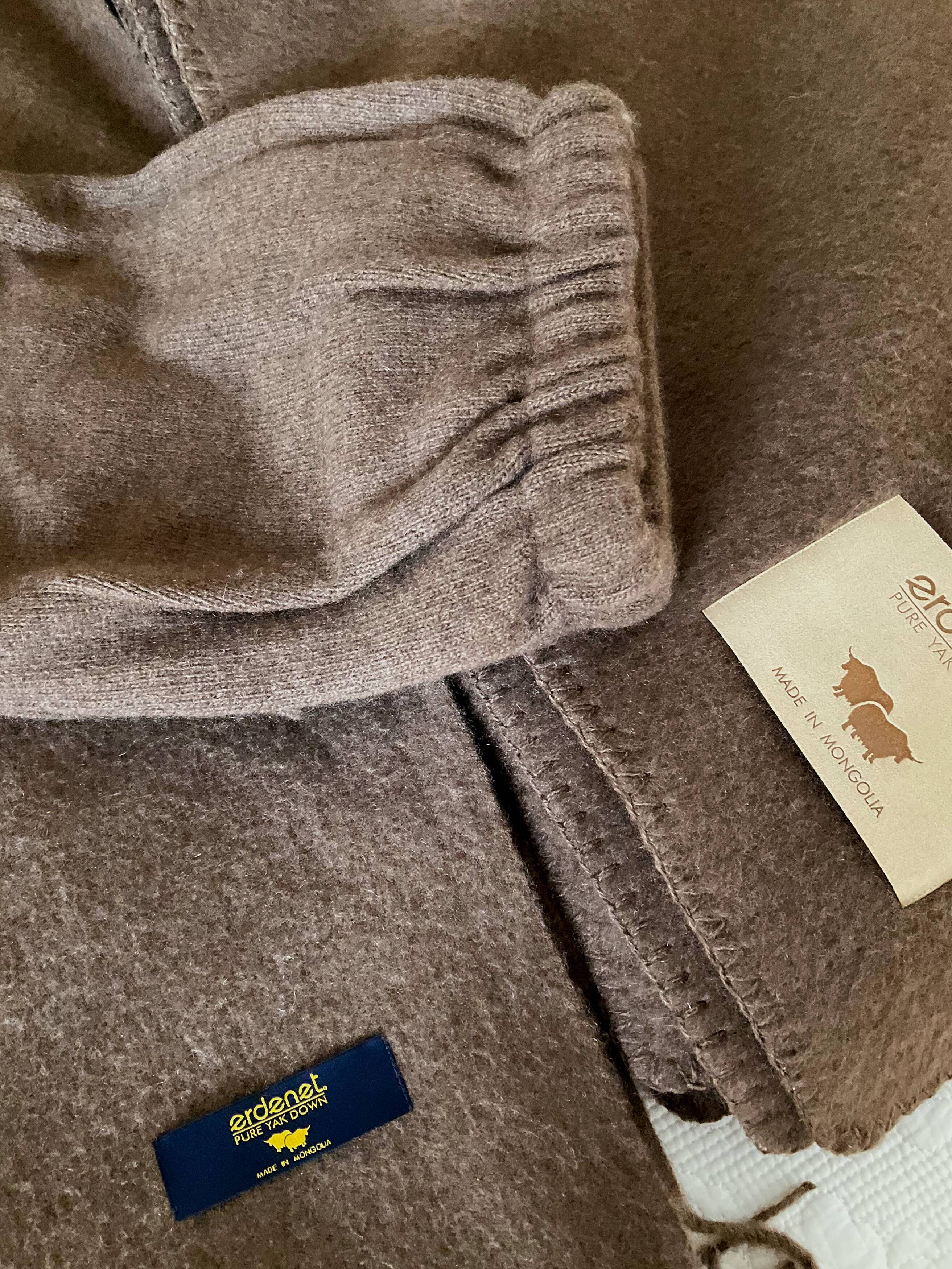 モンゴル産 YAK WOOL 100極厚手 ニットパンツ M 高密度ヤクウール ヤクウール産毛100％ 超厚手 大判テキスタイル 130×170cm モカブラウン